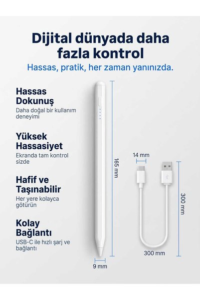 Concord iPad 9 10 Air 5 Pro 11 Pro 12.9 Mini 6 Uyumlu Şarjlı İki Başlık Hediy...