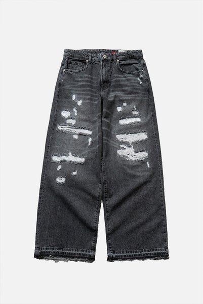 GRJ denim Grunge Ripped Super Baggy Gray Men's Jean Pants