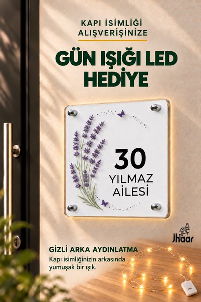 JHAAR LED Işıklı Kişiye Özel Pleksi Kapı İsimliği – Modern & Lüks UV Baskılı ...