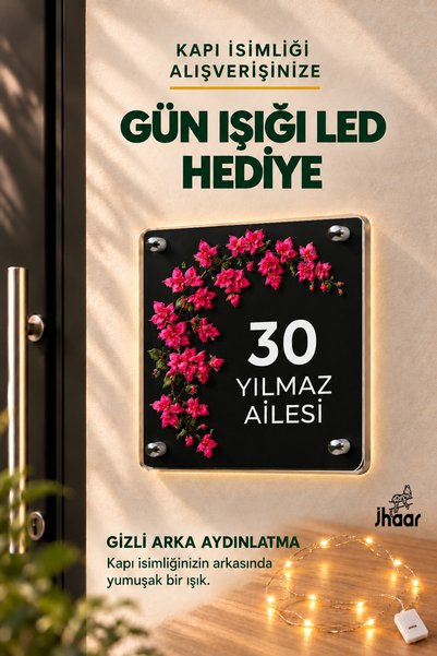 JHAAR LED Işıklı Kişiye Özel Pleksi Kapı İsimliği – Modern & Lüks UV Baskılı ...