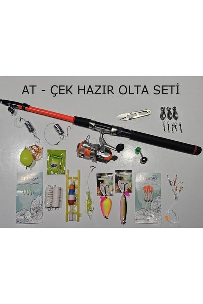 ALDOS Hazır Olta Seti At-Çek Olta Seti 210cm At Çek Olta Seti Hazır Tam Takım...