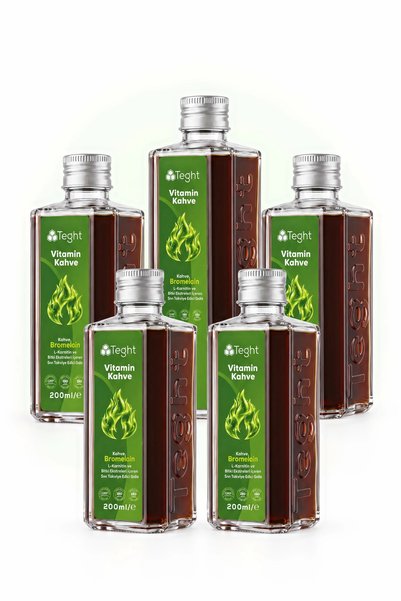 TEGHT Vitamin Kahve Bromelain L-Karnitin 5'li Paket 5 x 200 ml Sıvı Takviye E...