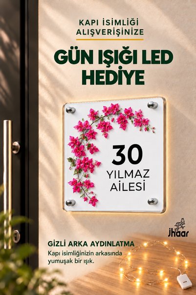 JHAAR LED Işıklı Kişiye Özel Pleksi Kapı İsimliği – Modern & Lüks UV Baskılı ...