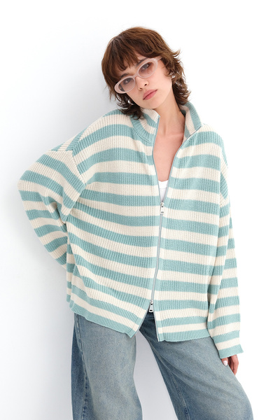 Addax Cardigan tricotat cu fermoar H4889
