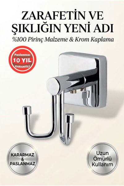 Genel Markalar Krom Paslanmaz Pirinç Vizyon Çiftli Bornozluk Banyo Askısı – 1...