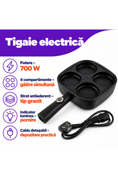 Generic Brand Tigaie electrică cu 4 compartimente