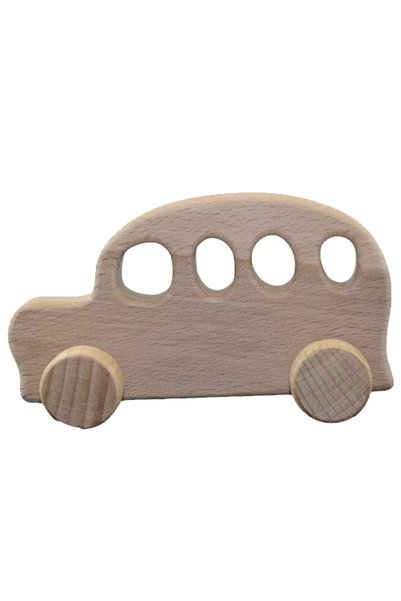 CWWTOYS لعبة حافلة الصداقة الخشبية غير المطلية، مصنوعة من خشب الزان الصلب، لل...