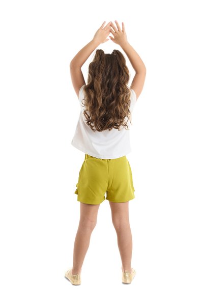 Denokids Muzip Kediler Fırfırlı Kız Çocuk Yazlık T-shirt Şort Takım