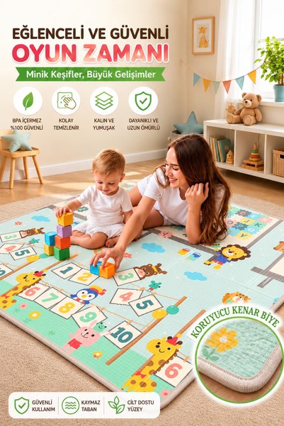 İnfant Hobby Happy Dream Premium Katlanabilir Oyun Matı Çift Taraflı Tasarım ...