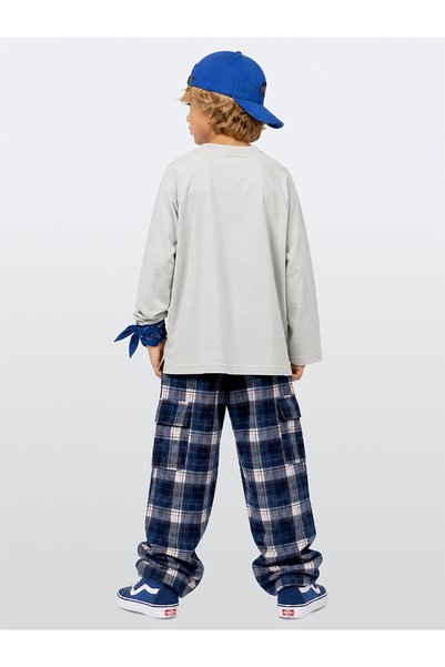 Denokids Erkek Çocuk Takım Ördek Baskılı %100 Pamuk T-shirt - Ekose Dokuma Pantolon (6-11 Yaş)
