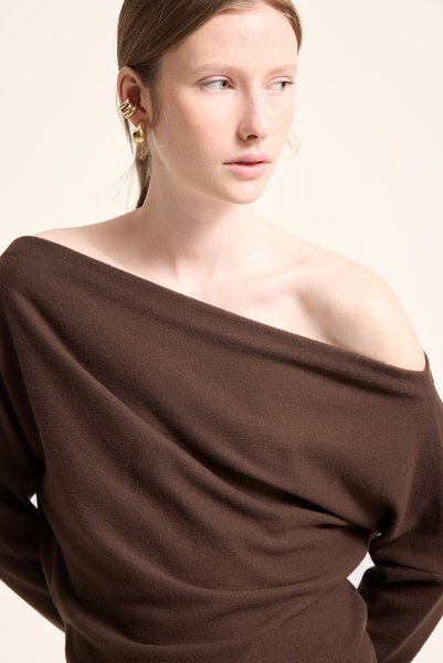 DeFacto Slim Fit One-Shoulder Draped Long Sleeve Basic T-Shirt I8282Ax26Wn