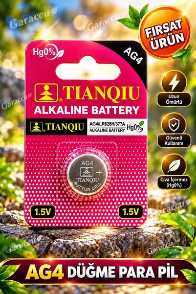 garaccu AG4 Alkalin LR626H 377A Düğme Para Pil - Kol Saati Pili 1 Adet