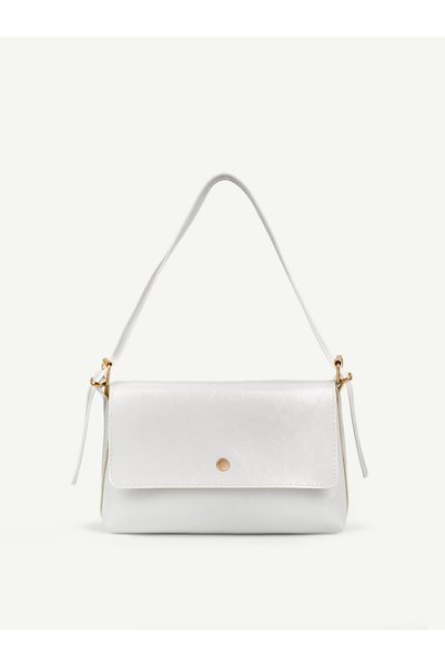 SHAKA Wrinkled Textured White Shk302 Faux Leather, Single Compartment with Sn...