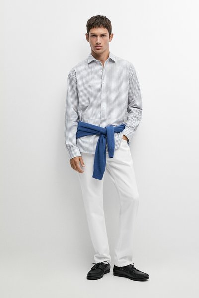Massimo Dutti %100 pamuklu kareli regular fit gömlek