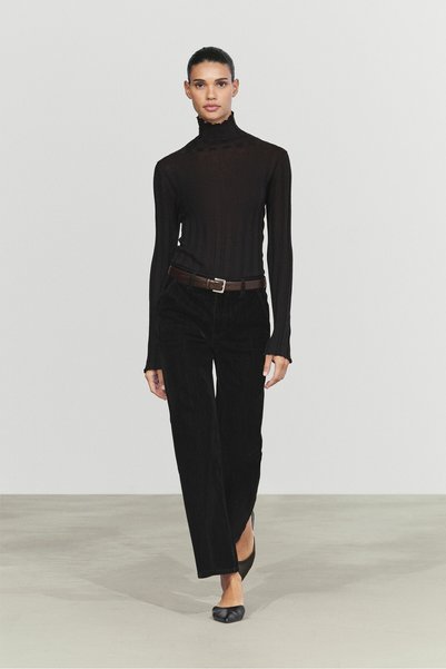 Massimo Dutti Floklu süet efektli orta bel çan crop jean