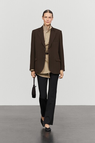 Massimo Dutti Yün karışımlı dökümlü total look blazer