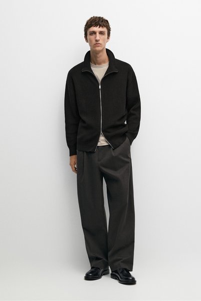 Massimo Dutti %100 pamuklu fitilli triko hırka