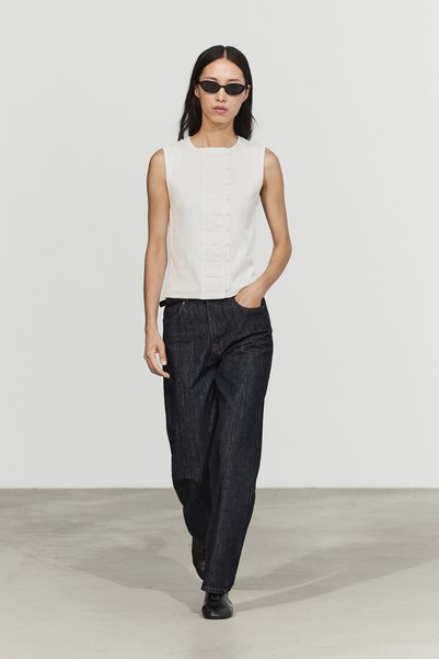 Massimo Dutti Düğme detaylı pamuk karışımlı t-shirt
