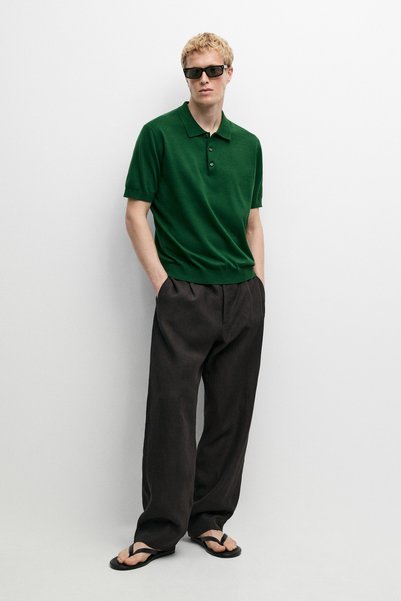Massimo Dutti %100 pamuklu triko polo yaka kazak