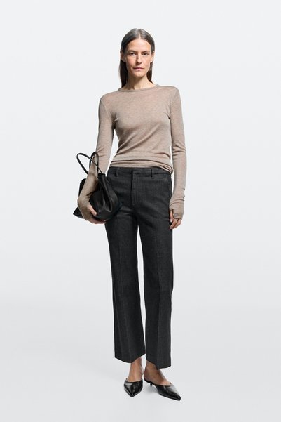 Massimo Dutti Orta bel crop fit çan paça jean