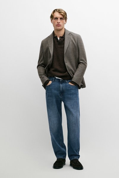 Massimo Dutti %100 yünlü kareli blazer