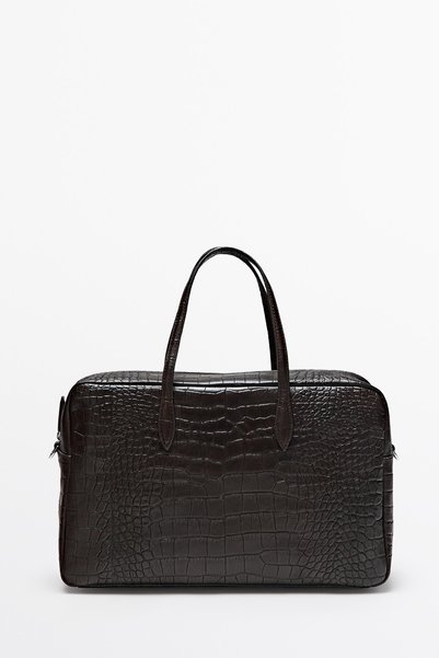 Massimo Dutti Dokulu deri duffle çanta