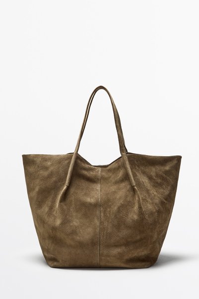 Massimo Dutti Deri süet tote çanta