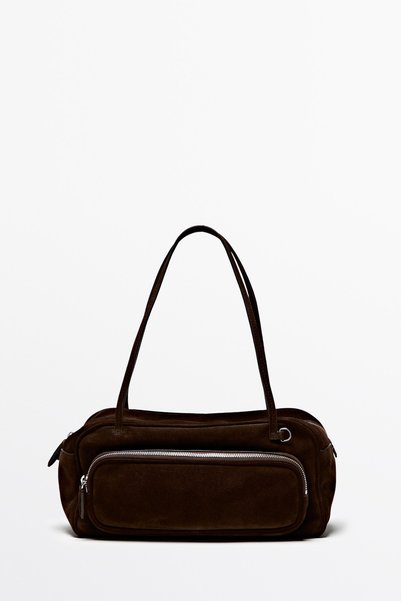 Massimo Dutti Orta boy süet deri bowling çanta