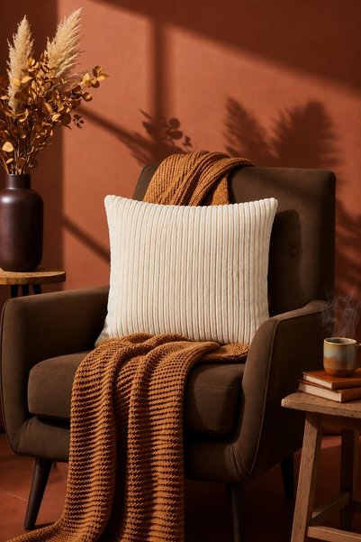 Elart Corduroy Cushion Cover 43X43 cm Cream