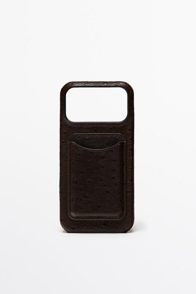 Massimo Dutti Dokulu napa deri iPhone 17 Pro Max kılıfı