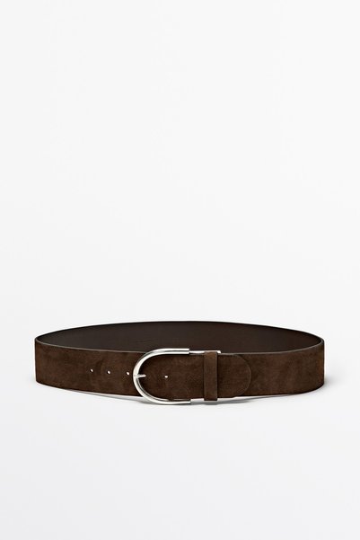 Massimo Dutti Süet deri metal tokalı kemer