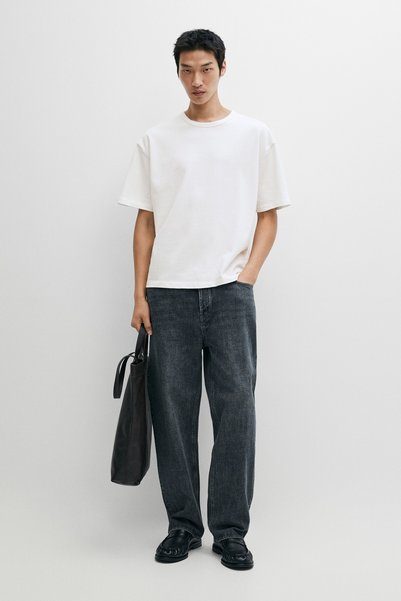 Massimo Dutti %100 pamuklu boxy kesim kısa kollu t-shirt