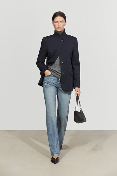 Massimo Dutti Yün karışımlı dik yaka blazer