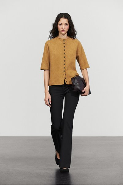 Massimo Dutti %100 yün dik yaka triko hırka