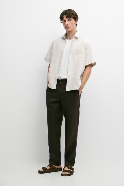 Massimo Dutti Tapered fit linen trousers