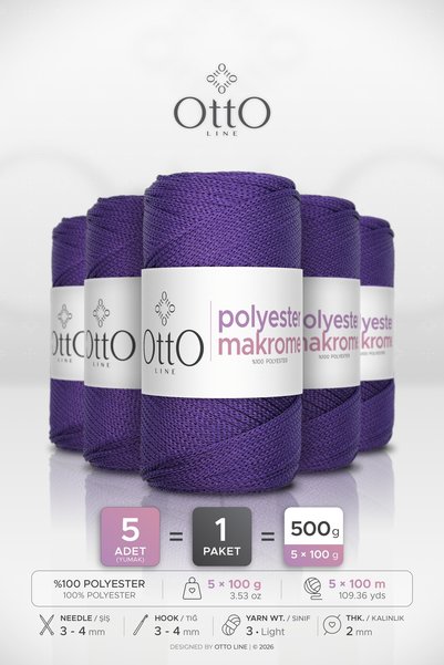 OTTO LINE POLIESTER MAKROM • Ljubičasta • Pakovanje od 5 komada × 100 gr / 10...