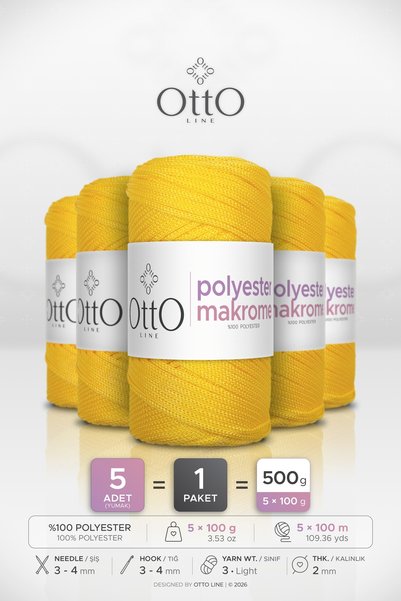 OTTO LINE ΠΟΛΥΕΣΤΕΡΙΚΟ ΜΑΚΡΟΜΕ • Κίτρινο • Συσκευασία 5 τεμαχίων × 100 γρ / 1...
