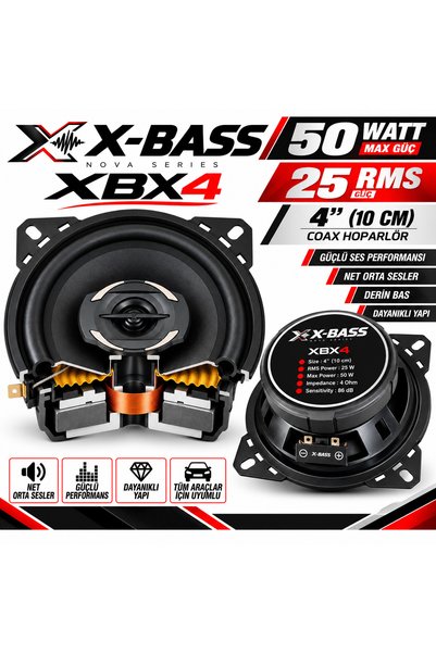 X-BASS XBASS XBX4 10CM 2 YOLLU COAXIAL SPEAKER 25 RMS PRO