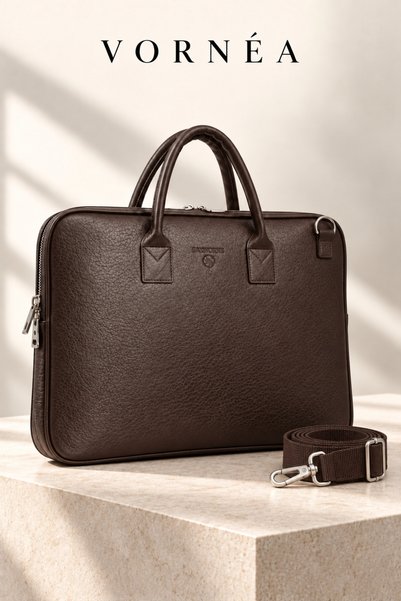 Vornéa Unisex Faux Leather Shock-Resistant 15.6-inch Laptop and Document Bag