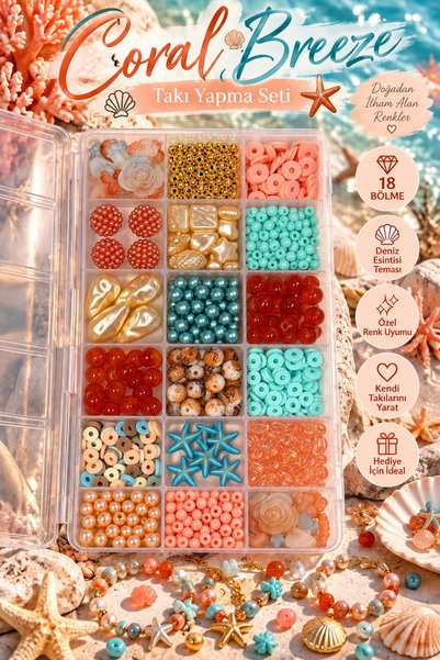 By MO Accessories 18-отделен комплект за хоби с цветни мъниста за гривни и ко...