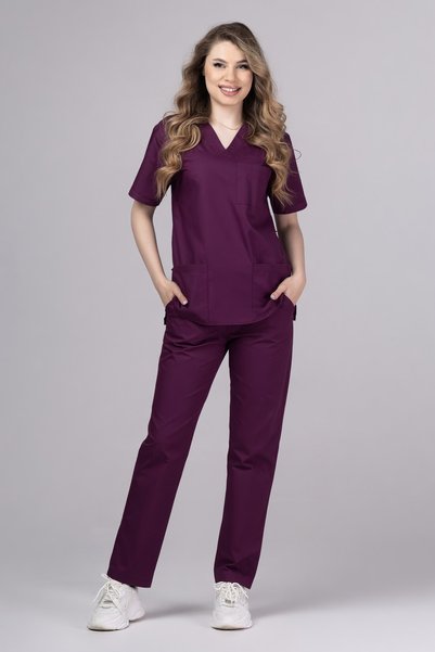 tag Costum medical pentru femei Women New ClassIQ, bluză și pantaloni, Rubin