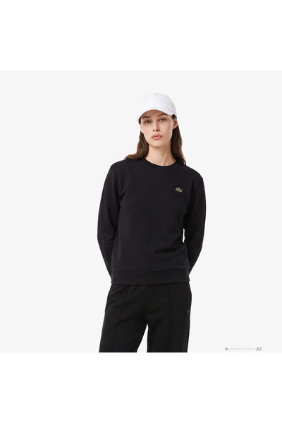 Lacoste Kadın Relaxed Fit Bisiklet Yaka Lacivert Sweatshirt