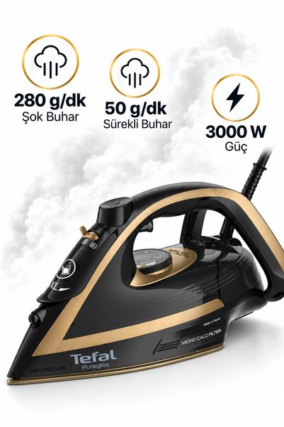 TEFAL 280 g/dk Şok Buhar Buharlı Ütü FV8064 Mutfak Tartısı Hediye (Onerous)