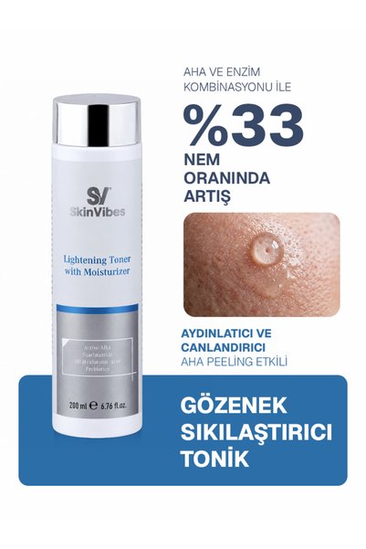 Skinvibes AHA Tonik 200 ml – Gözenek Sıkılaştırıcı, Aydınlatıcı ve Peeling Et...