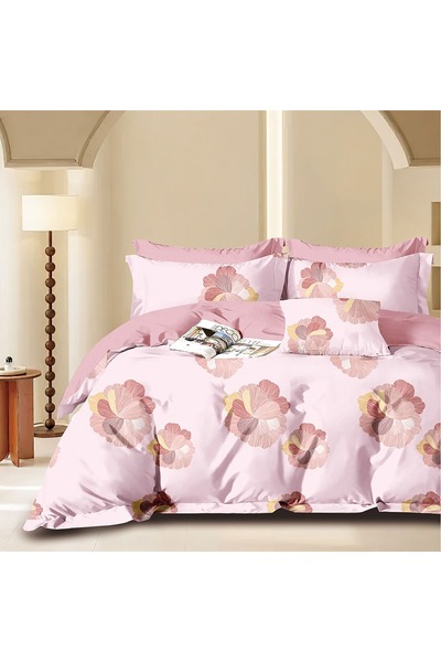 Ralex Lenjerie pat dublu Percale imprimat Bumbac 100%, 4 piese, cearșaf pat 2...