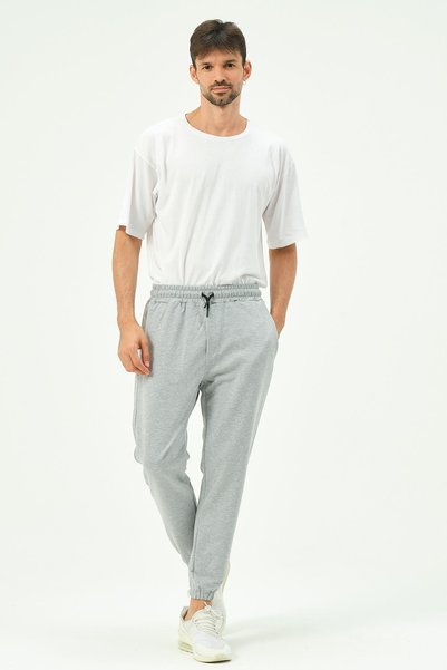 C&City Men's Elastic Leg Sweatpants with Side Pockets 781 Gray
