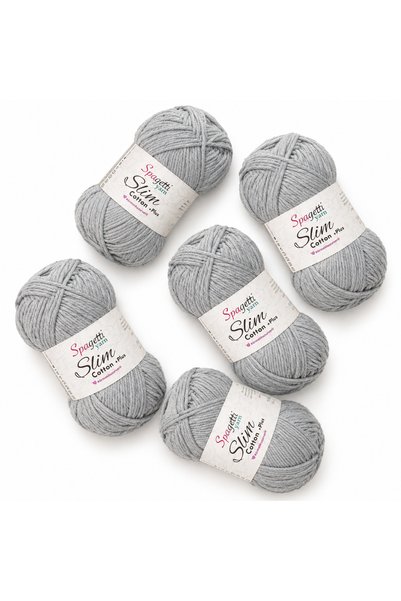 Spagettiyarn Slim Cotton Plus 5-Piece Gray Hand Knitting Yarn