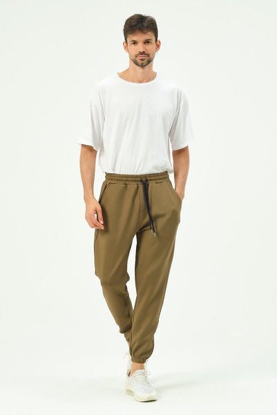 C&City Herren-Jogginghose mit elastischem Bein und Seitentaschen 853 Khaki