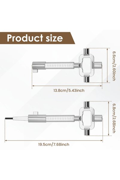 Choice Silver-2Pcs 2 Pcs Universal Construction Key with Measuring Scale Stee...