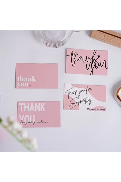 Choice 50pcs mix color 50pcs/pack Pink Thank You Card For Supporting Business...